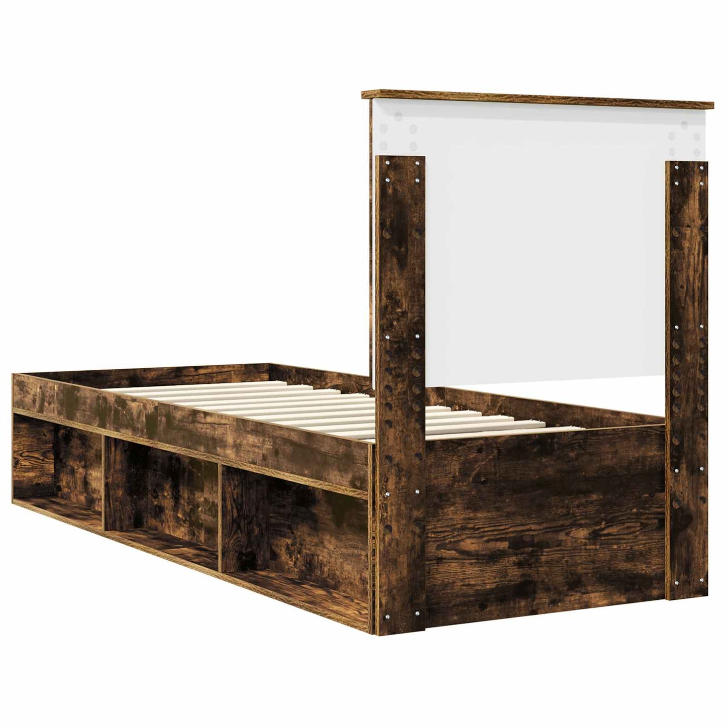vidaXL Cadre de lit Chêne fumé 75 x 190 cm Bois de pin massif