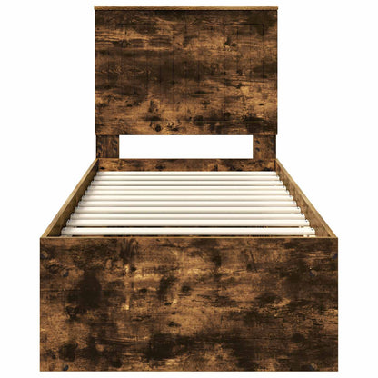 vidaXL Cadre de lit Chêne fumé 75 x 190 cm Bois de pin massif