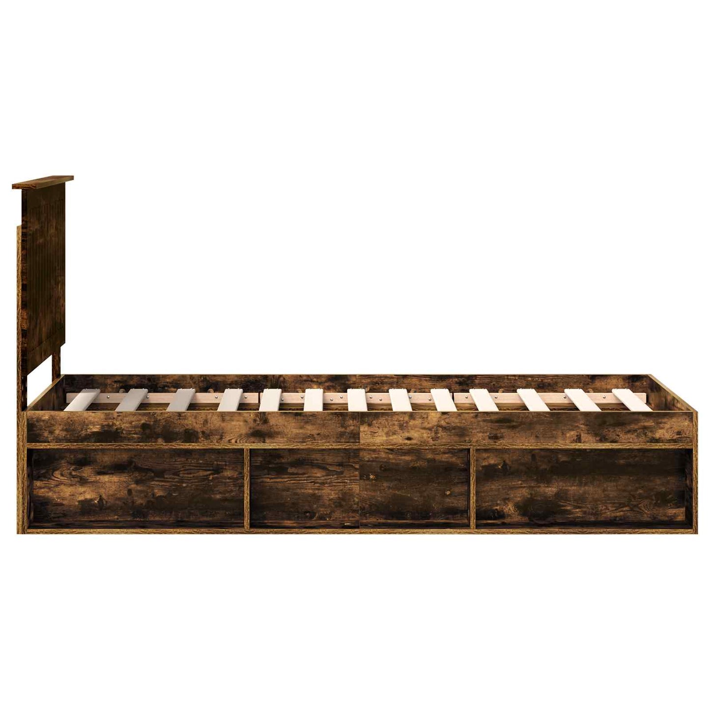 vidaXL Cadre de lit Chêne fumé 75 x 190 cm Bois de pin massif