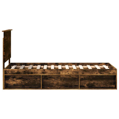 vidaXL Cadre de lit Chêne fumé 75 x 190 cm Bois de pin massif