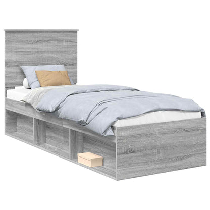 vidaXL Bettrahmen Graues Sonoma 75 x 190 cm Massives Kiefernholz