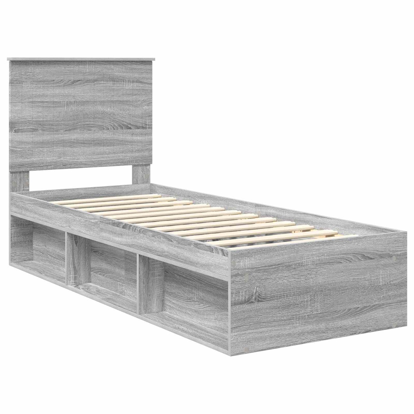 vidaXL Bettrahmen Graues Sonoma 75 x 190 cm Massives Kiefernholz