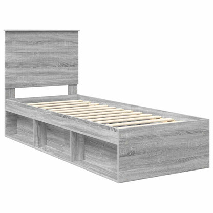 vidaXL Bettrahmen Graues Sonoma 75 x 190 cm Massives Kiefernholz
