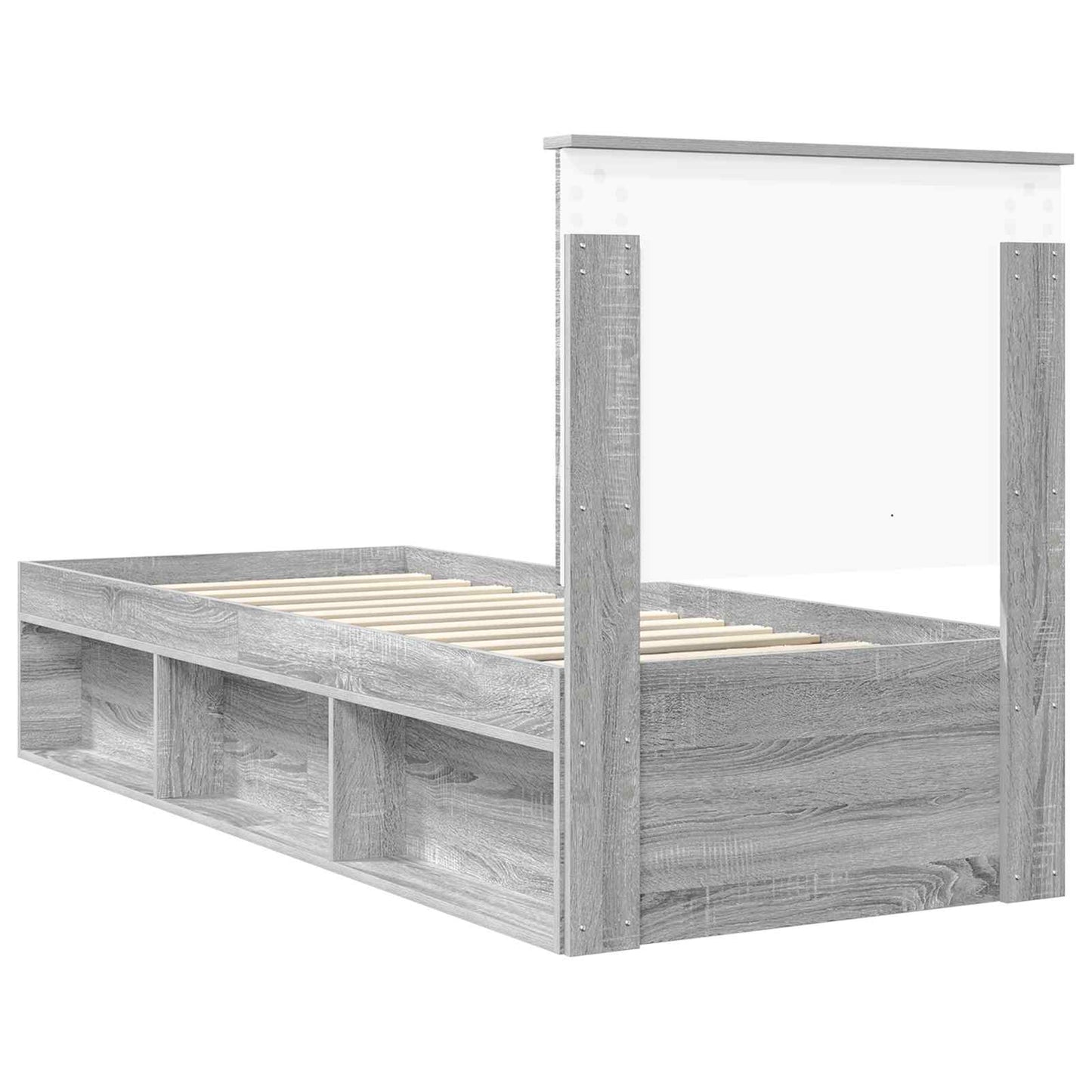 vidaXL Bettrahmen Graues Sonoma 75 x 190 cm Massives Kiefernholz