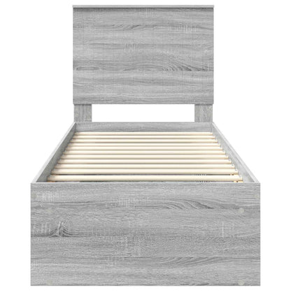 vidaXL Bettrahmen Graues Sonoma 75 x 190 cm Massives Kiefernholz