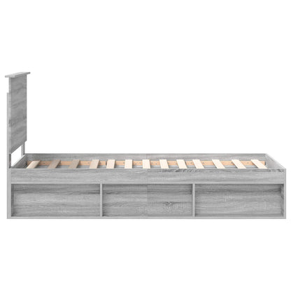 vidaXL Bettrahmen Graues Sonoma 75 x 190 cm Massives Kiefernholz