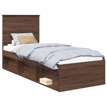 vidaXL Cadre de lit aspect chêne marron 75 x 190 cm Bois de pin massif