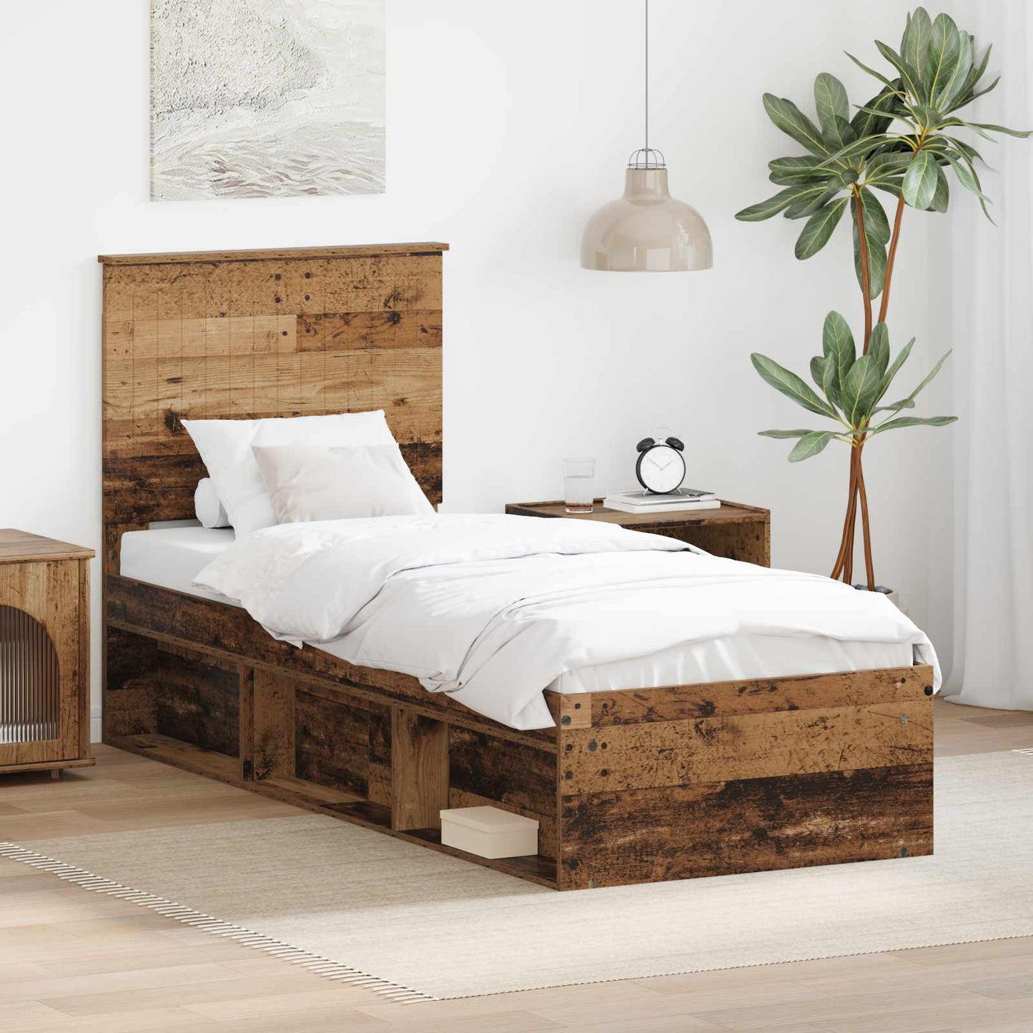 vidaXL Cadre de lit bois de récupération 75 x 190 cm Bois de pin massif