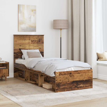 vidaXL Cadre de lit bois de récupération 75 x 190 cm Bois de pin massif