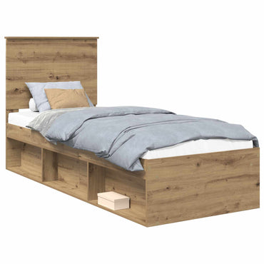 vidaXL Cadre de lit Artisanat Chêne 75 x 190 cm Bois de pin massif
