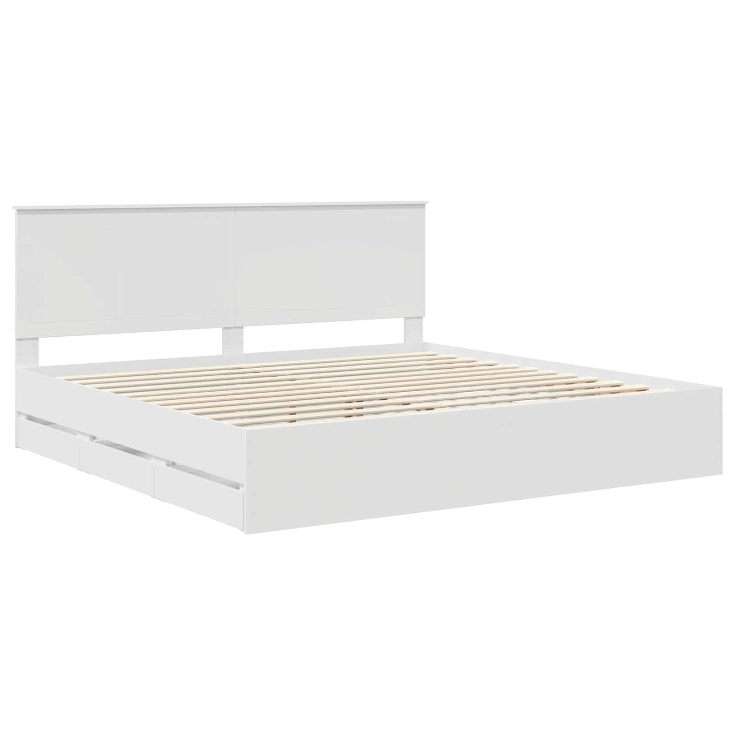 vidaXL Bettrahmen mit Schubladen Weiß 200 x 200 cm Ingenieurs Holz