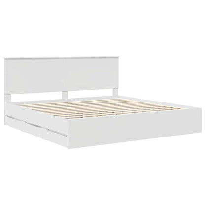 vidaXL Bettrahmen mit Schubladen Weiß 200 x 200 cm Ingenieurs Holz