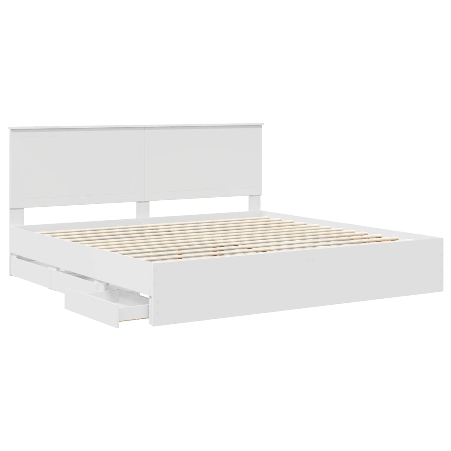 vidaXL Bettrahmen mit Schubladen Weiß 200 x 200 cm Ingenieurs Holz