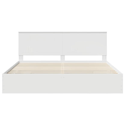 vidaXL Bettrahmen mit Schubladen Weiß 200 x 200 cm Ingenieurs Holz