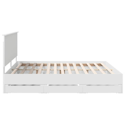 vidaXL Bettrahmen mit Schubladen Weiß 200 x 200 cm Ingenieurs Holz