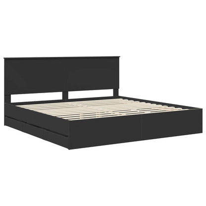 vidaXL Bettrahmen mit Schubladen Schwarz 200 x 200 cm Ingenieurs Holz
