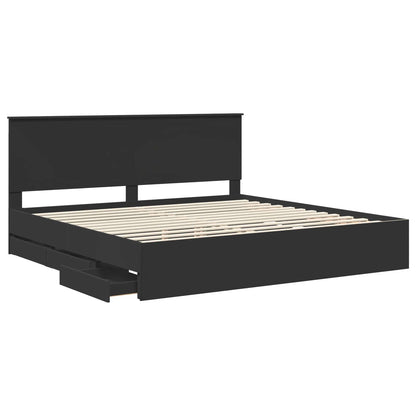vidaXL Bettrahmen mit Schubladen Schwarz 200 x 200 cm Ingenieurs Holz