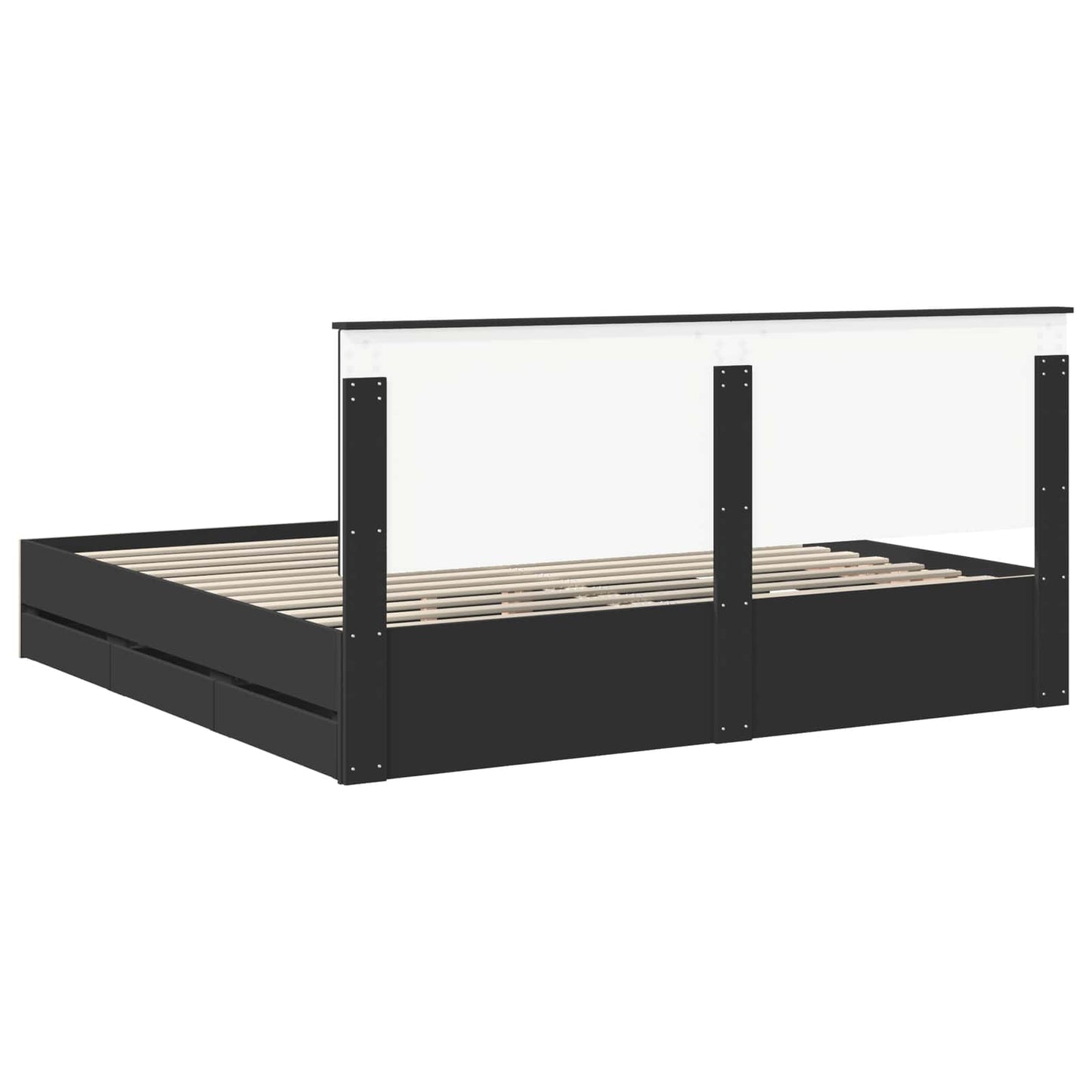 vidaXL Bettrahmen mit Schubladen Schwarz 200 x 200 cm Ingenieurs Holz