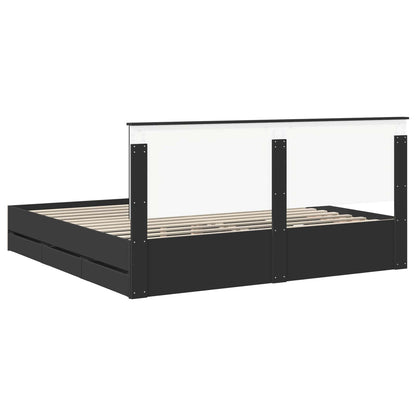 vidaXL Bettrahmen mit Schubladen Schwarz 200 x 200 cm Ingenieurs Holz