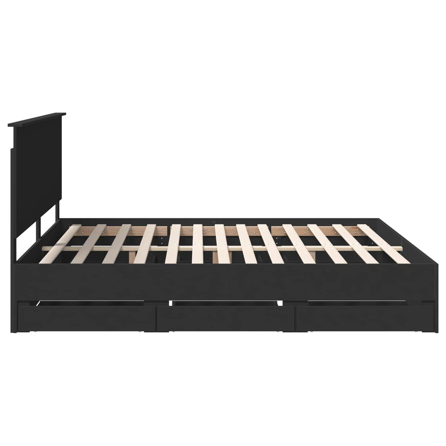 vidaXL Bettrahmen mit Schubladen Schwarz 200 x 200 cm Ingenieurs Holz