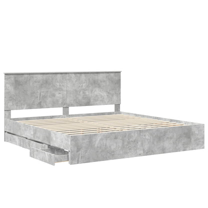 vidaXL Bettrahmen mit Kopfteil Beton Grau 200 x 200 cm Ingenieurs Holz