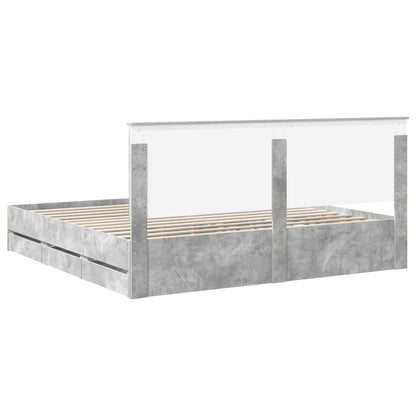 vidaXL Bettrahmen mit Kopfteil Beton Grau 200 x 200 cm Ingenieurs Holz