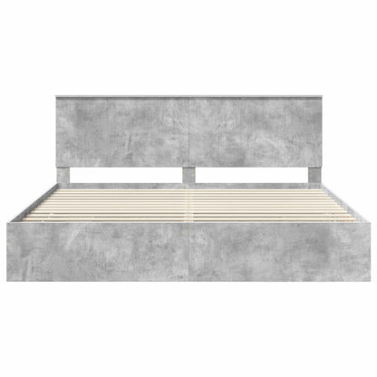 vidaXL Bettrahmen mit Kopfteil Beton Grau 200 x 200 cm Ingenieurs Holz