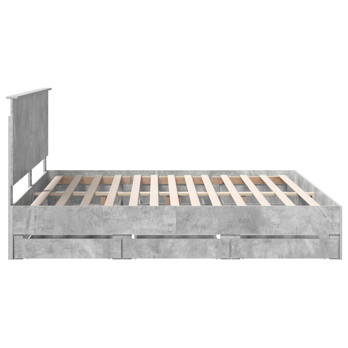 vidaXL Bettrahmen mit Kopfteil Beton Grau 200 x 200 cm Ingenieurs Holz