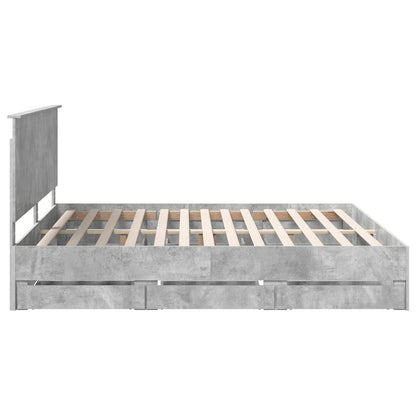 vidaXL Bettrahmen mit Kopfteil Beton Grau 200 x 200 cm Ingenieurs Holz