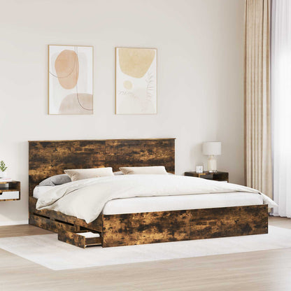 vidaXL Bettrahmen Geräucherte Eiche 200 x 200 cm Ingenieurs Holz