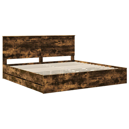 vidaXL Bettrahmen Geräucherte Eiche 200 x 200 cm Ingenieurs Holz