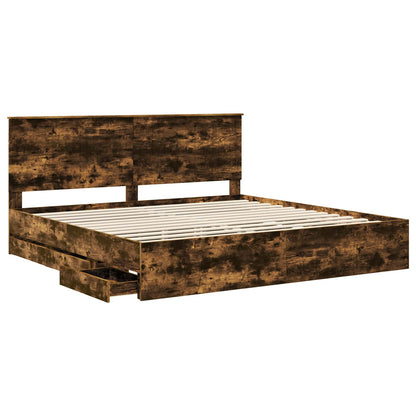 vidaXL Bettrahmen Geräucherte Eiche 200 x 200 cm Ingenieurs Holz