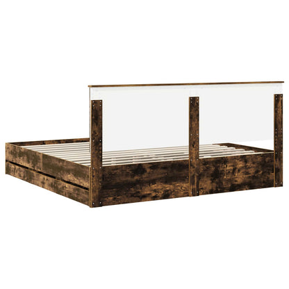 vidaXL Bettrahmen Geräucherte Eiche 200 x 200 cm Ingenieurs Holz