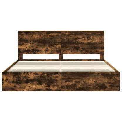 vidaXL Bettrahmen Geräucherte Eiche 200 x 200 cm Ingenieurs Holz