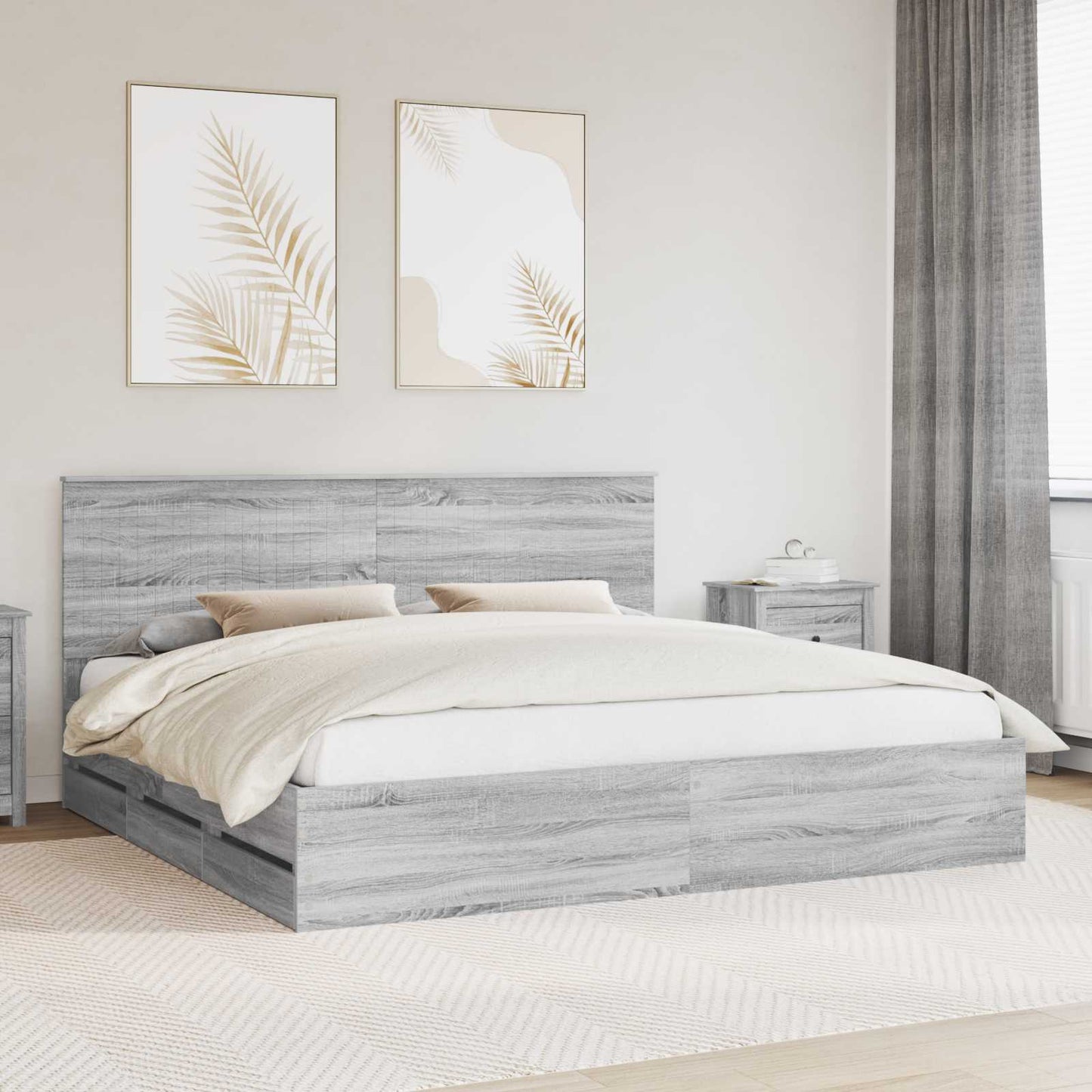 vidaXL Bettrahmen Graues Sonoma 200 x 200 cm Ingenieurs Holz