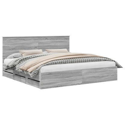 vidaXL Bettrahmen Graues Sonoma 200 x 200 cm Ingenieurs Holz