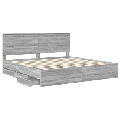 vidaXL Bettrahmen Graues Sonoma 200 x 200 cm Ingenieurs Holz