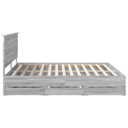 vidaXL Bettrahmen Graues Sonoma 200 x 200 cm Ingenieurs Holz