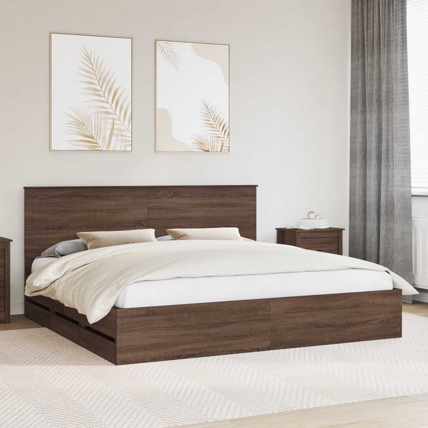 vidaXL Bettrahmen Braun Eichen-Optik 200 x 200 cm Ingenieurs Holz