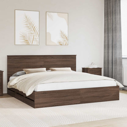 vidaXL Bettrahmen Braun Eichen-Optik 200 x 200 cm Ingenieurs Holz