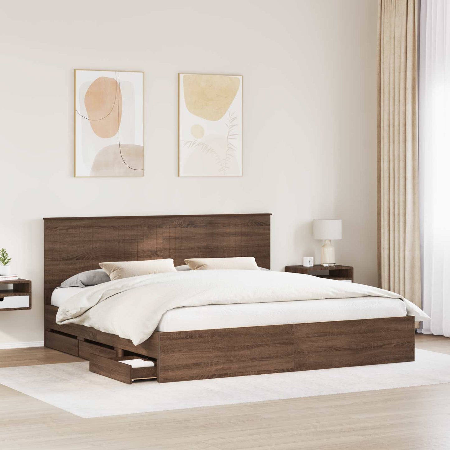vidaXL Bettrahmen Braun Eichen-Optik 200 x 200 cm Ingenieurs Holz
