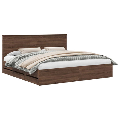 vidaXL Bettrahmen Braun Eichen-Optik 200 x 200 cm Ingenieurs Holz
