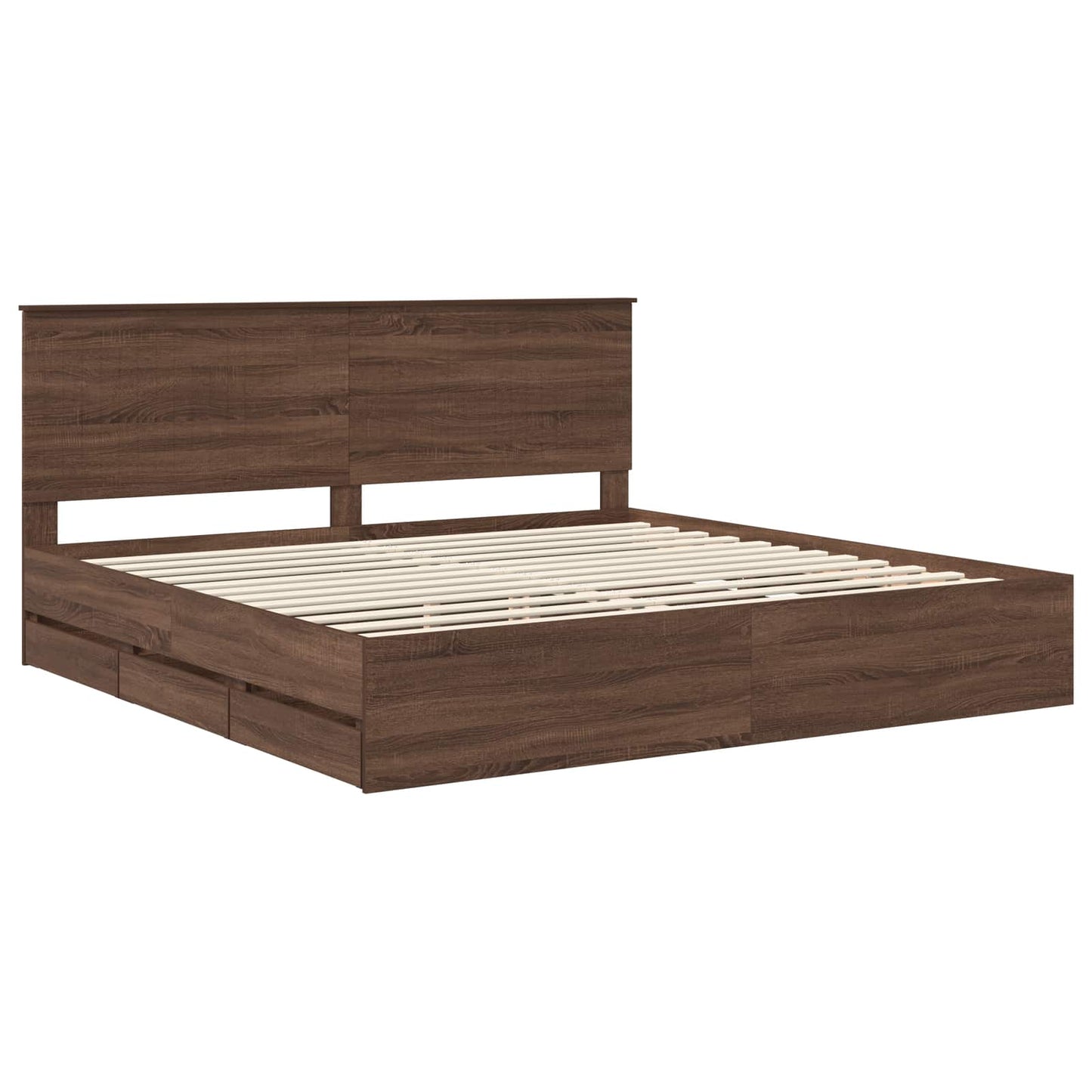 vidaXL Bettrahmen Braun Eichen-Optik 200 x 200 cm Ingenieurs Holz
