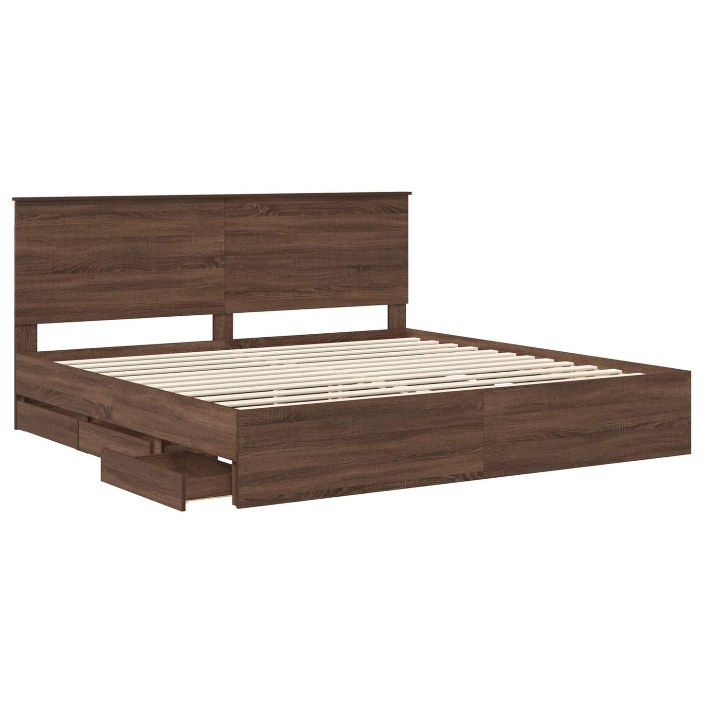 vidaXL Bettrahmen Braun Eichen-Optik 200 x 200 cm Ingenieurs Holz