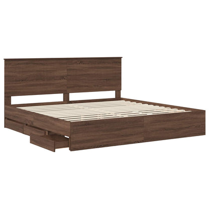 vidaXL Bettrahmen Braun Eichen-Optik 200 x 200 cm Ingenieurs Holz