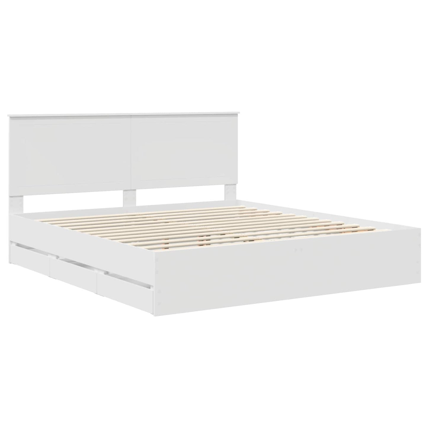 vidaXL Bettrahmen mit Schubladen Weiß 180 x 200 cm Ingenieurs Holz