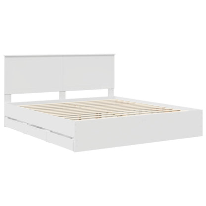 vidaXL Bettrahmen mit Schubladen Weiß 180 x 200 cm Ingenieurs Holz
