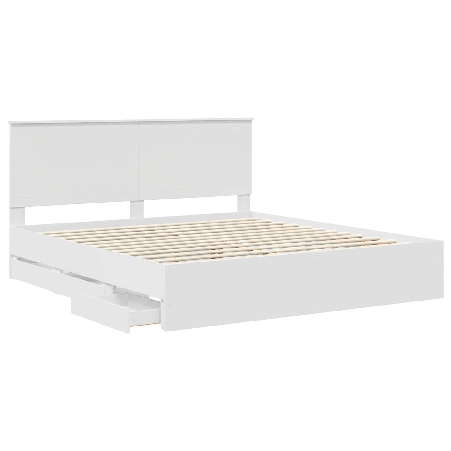 vidaXL Bettrahmen mit Schubladen Weiß 180 x 200 cm Ingenieurs Holz