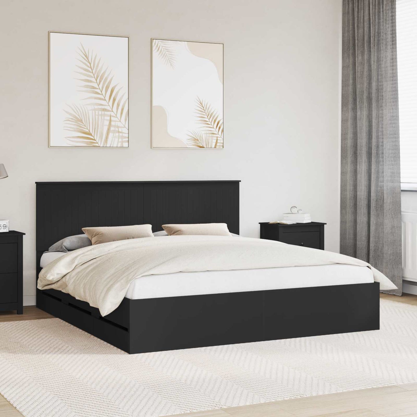 vidaXL Bettrahmen mit Schubladen Schwarz 180 x 200 cm Ingenieurs Holz