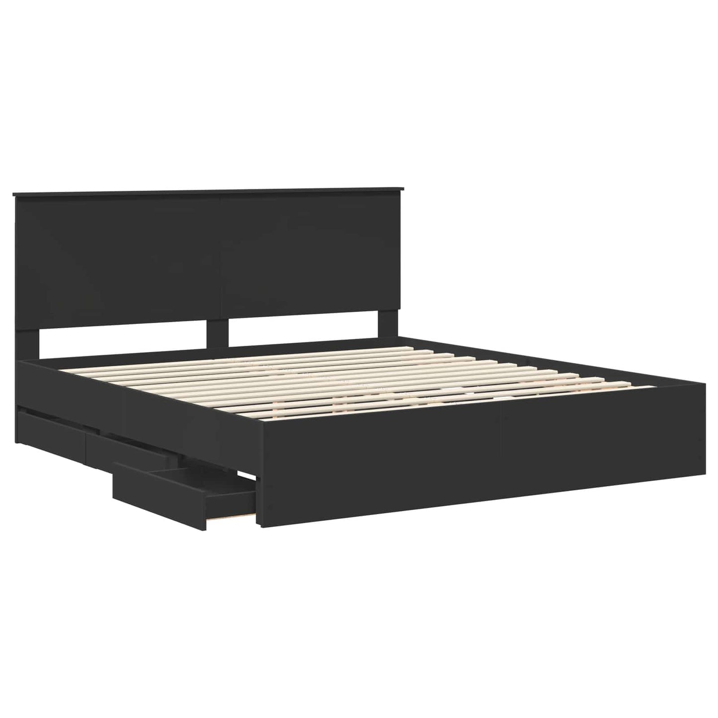 vidaXL Bettrahmen mit Schubladen Schwarz 180 x 200 cm Ingenieurs Holz